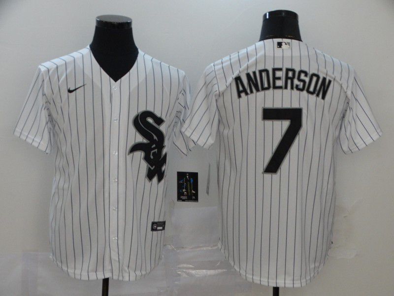 Men Chicago White Sox 7 Anderson White Game Nike MLB Jerseys